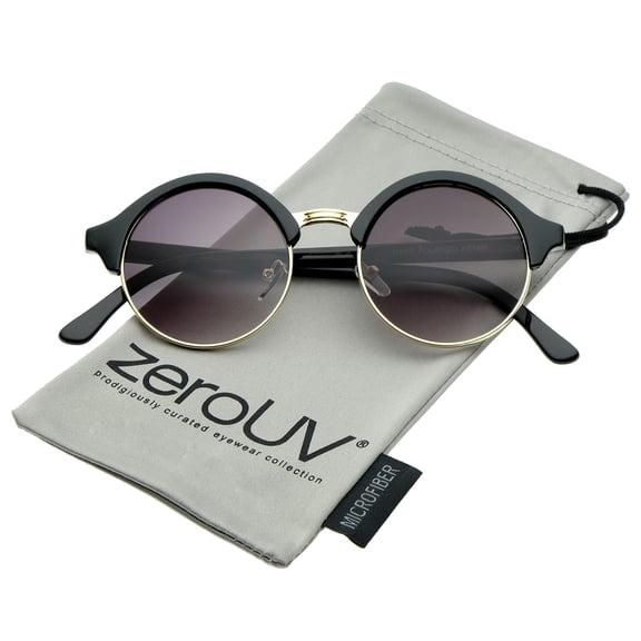 zeroUV - Classic Semi-Rimless Metal Nose Bridge P3 Round Sunglasses 47mm - 47mm