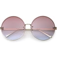 thumbnail image 1 of zeroUV Female Large Rimless Womens Fashion Oversize Gradient Two-Toned Lens Round Sunglasses 65mm (Gold / Pink Blue Fade) - 65mm, 1 of 4