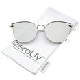 thumbnail image 1 of zeroUV Female Women's Metal Frame Arrow Temples Colored Mirror Flat Lens Cat Eye Sunglasses (Silver / Silver Mirror) - 58mm, 1 of 5