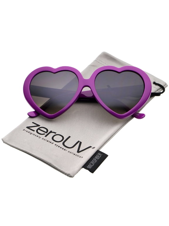 Female Women's Oversize Gradient Lens Heart Sunglasses 56mm (Purple / Lavender) - 56mm