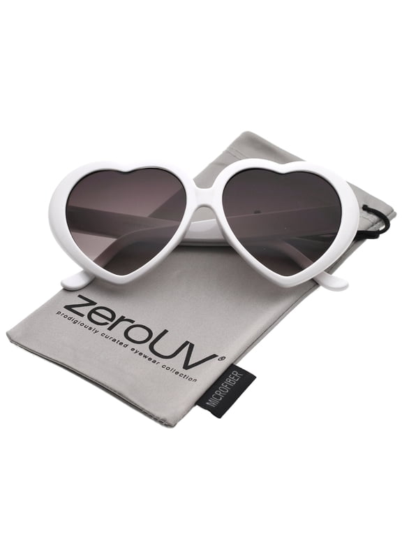 Female Women's Oversize Gradient Lens Heart Sunglasses 56mm (White / Lavender) - 56mm