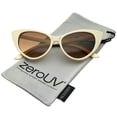 thumbnail image 1 of zeroUV Female Women's Retro Oversized High Point Cat Eye Sunglasses 55mm (Creme /Amber) - 55mm, 1 of 5