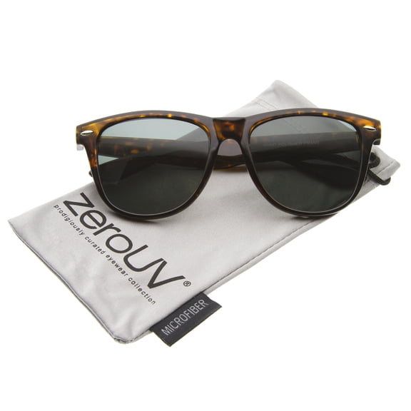 zeroUV - Large Retro Classic Glass Lens Casual Horn Rimmed Sunglasses - 54mm