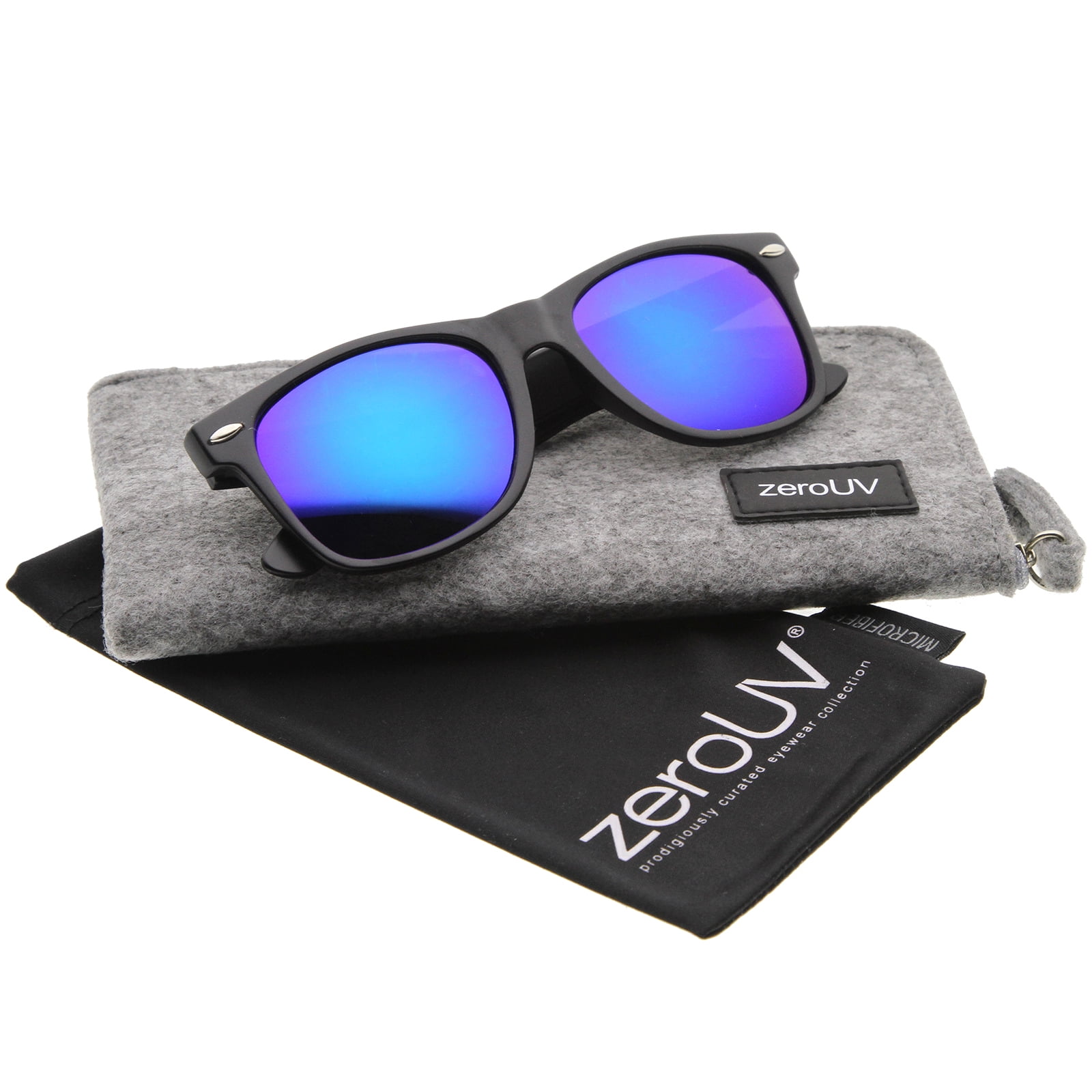 zeroUV Matte Finish Color Mirror Lens Large Square Horn Rimmed Sunglasses 55mm 55mm Walmart