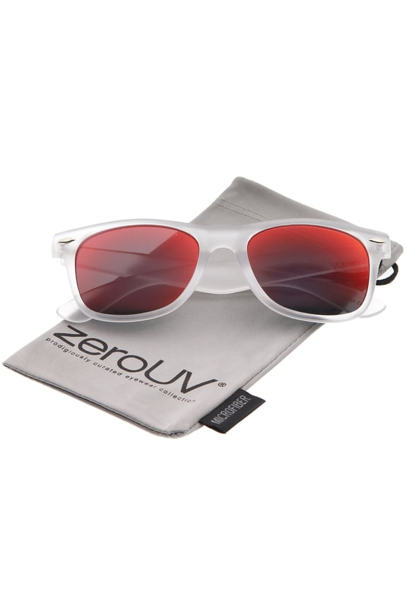 - matte frosted frame reflective colored mirror lens horn rimmed sunglasses 54mm - 54mm