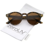 zeroUV - Modern Keyhole Nose Bridge Horn Rimmed P3 Round Sunglasses 50mm - 50mm