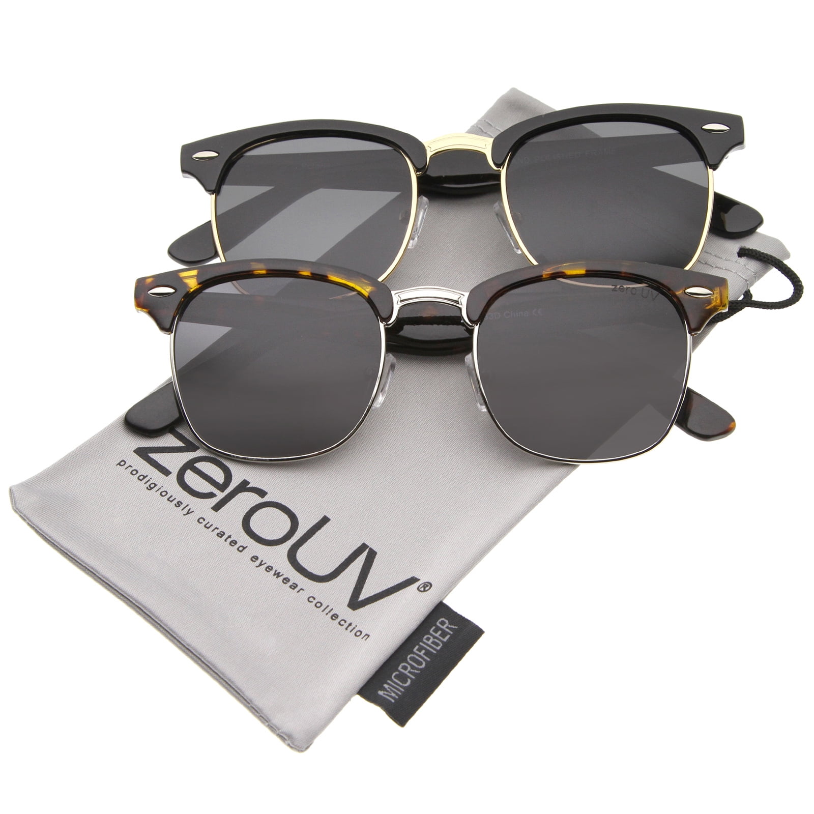 zeroUV Polarized Lens Classic Half Frame Horn Rimmed Sunglasses