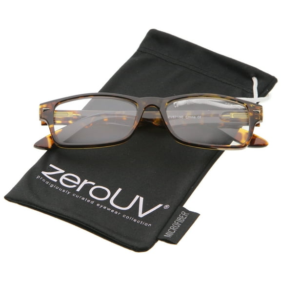 zeroUV Unisex Casual Horn Rimmed Clear Lens Rectangular Glasses 51mm (Tortoise / Clear) - 51mm