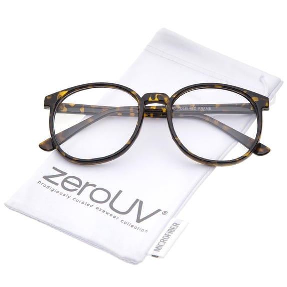 zeroUV Unisex Classic P3 Horn Rimmed Clear Lens Round Eyeglasses 53mm (Orange-Tortoise / Clear) - 53mm
