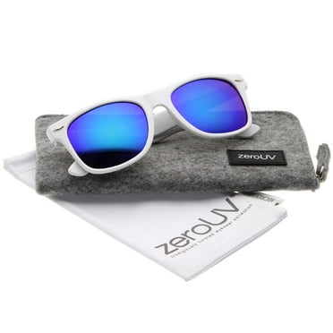 zeroUV Unisex Hipster Fashion Flash Color Mirror Lens Horn Rimmed Style Sunglasses (White / Midnight) - 52mm