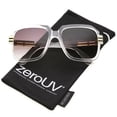 thumbnail image 1 of zeroUV Unisex Large Metal Accented Temple Neutral-Colored Lens Square Sunglasses 55mm (Clear-Gold / Lavender) - 55mm, 1 of 1