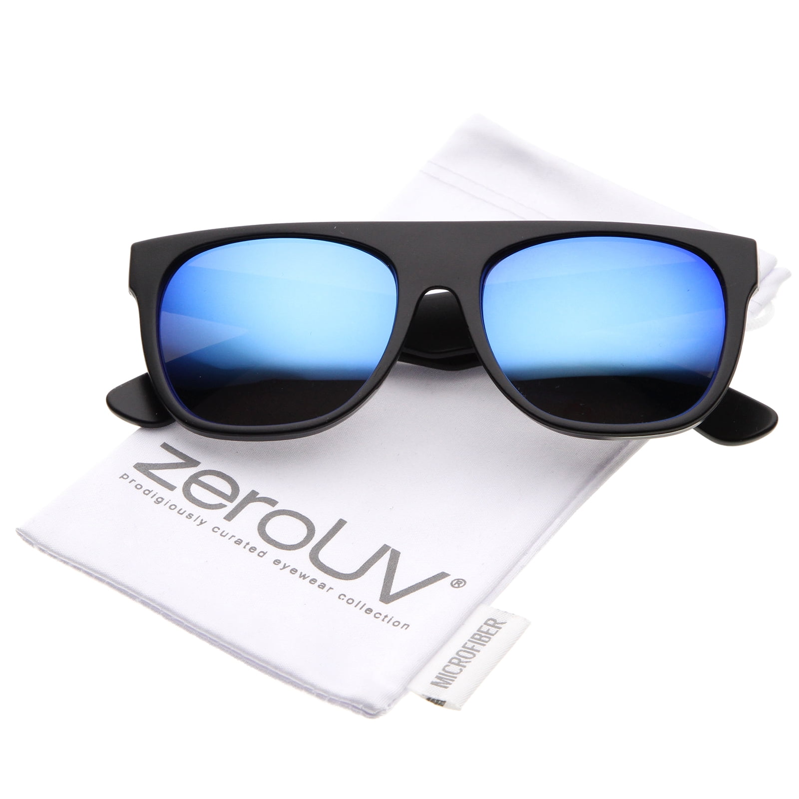 ZeroUV Matte Flash Mirror Sunglasses - Large Horn Rimmed Style With UV Protection - View #13