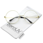 zeroUV Unisex Oversize Metal Frame Slim Temple Clear Lens Round Eyeglasses 60mm Gold / Clear - 60mm