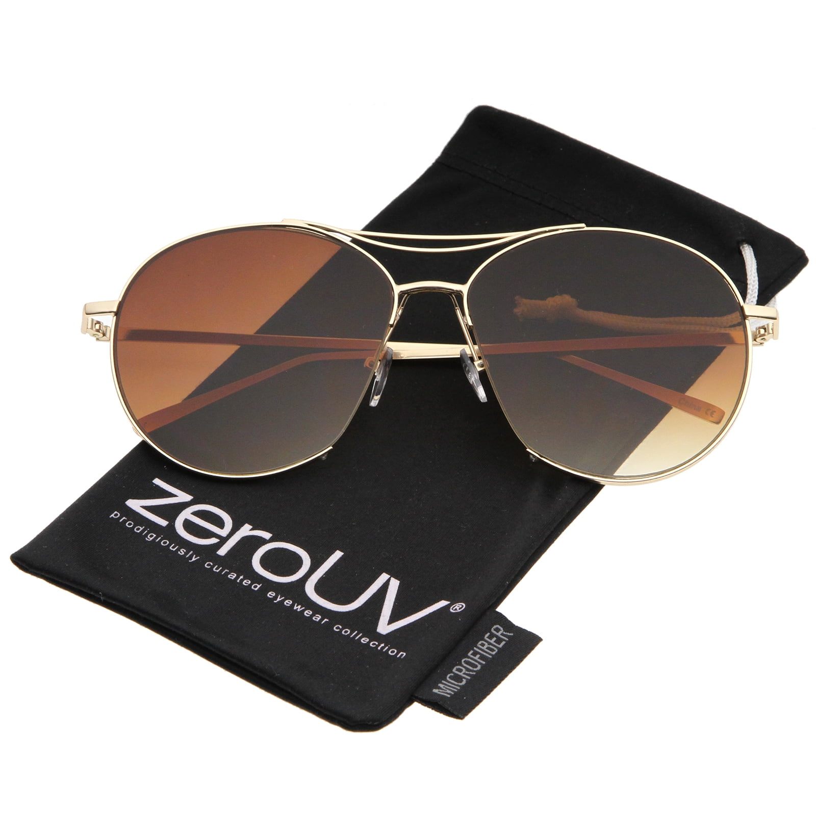 Metal Frame Oversized Round Pilot Sunglasses with Gradient Lens Black Oversized Metal Round Gradient Sunglasses with Garnet  main image 2