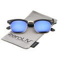 thumbnail image 1 of zeroUV Unisex Premium Half Frame Colored Mirror Lens Horn Rimmed Sunglasses 50mm (Black-Gold / Blue Mirror) - 50mm, 1 of 5