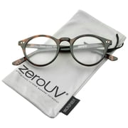 zeroUV Unisex Retro Keyhole Nose Bridge Clear Lens P3 Round Glasses 46mm Dark-Tortoise / Clear - 46mm