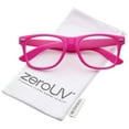thumbnail image 1 of zeroUV Unisex Retro Wide Temple Clear Lens Horn Rimmed Eyeglasses 54mm (Pink / Clear) - 54mm, 1 of 5