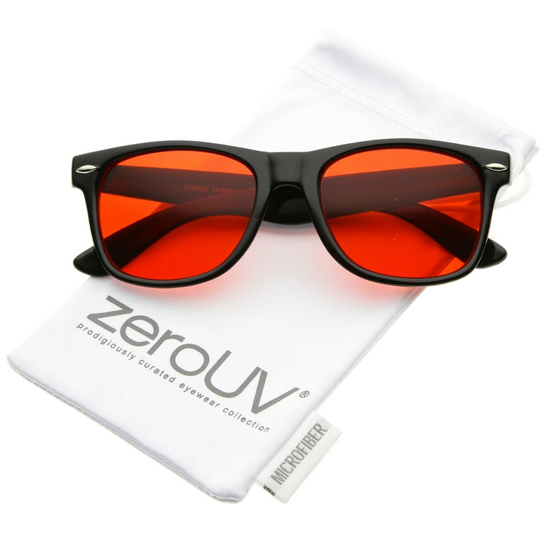 zeroUV Unisex Retro Wide Temple Color Tinted Square Lens Horn