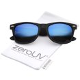 thumbnail image 1 of zeroUV Unisex Rubberized Frame Mirror Polarized Lens Square Horn Rimmed Sunglasses 55mm (Black / Blue Mirror Polarized) - 55mm, 1 of 4
