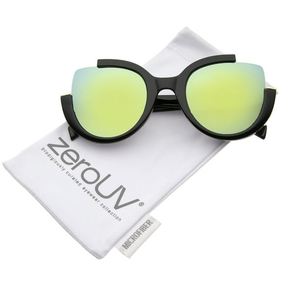 zeroUV - Women's Semi-Rimless Teardrop Colored Mirror Lens Oversize Sunglasses 53mm - 53mm