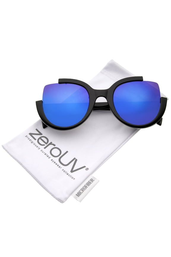 - Women's Semi-Rimless Teardrop Colored Mirror Lens Oversize Sunglasses 53mm - 53mm