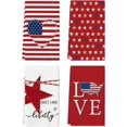 thumbnail image 1 of zeyuuu Stripe America Stars Love Patriotic 4th of July Kitchen Towels Dish Towels, 18x26 Inch Seasonal Summer Decoration Hand Towels Set of 4, 1 of 6