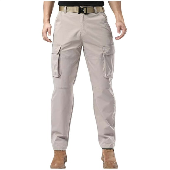 zfhfof Cargo Pants for Men Multi Pockets Work Pants Lightweight Cotton Stretch Hiking Outdoor Casual Solid Color Trousers