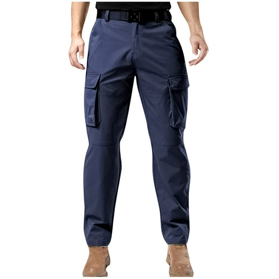 zfhfof Cargo Pants for Men Multi Pockets Work Pants Lightweight Cotton Stretch Hiking Outdoor Casual Solid Color Trousers