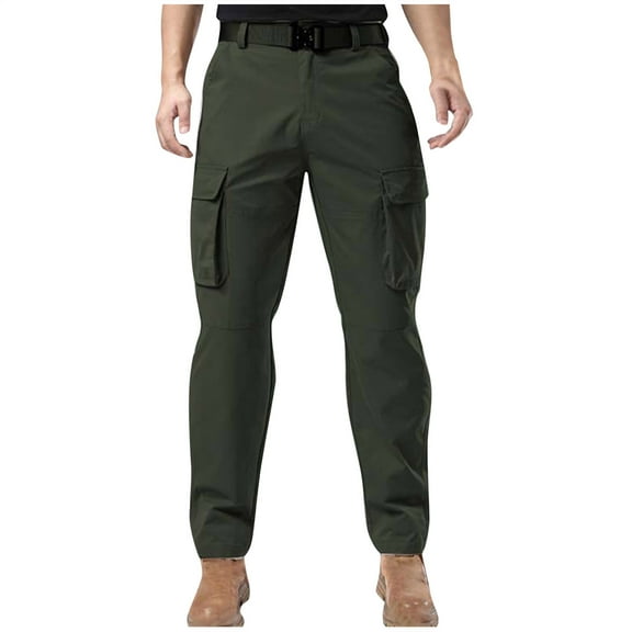 zfhfof Cargo Pants for Men Multi Pockets Work Pants Lightweight Cotton Stretch Hiking Outdoor Casual Solid Color Trousers