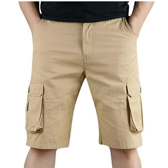 zfhfof Cargo Shorts for Men Classic Cotton Outdoor Work Shorts with Multi-Pockets Men's Long Shorts for Camping Hiking