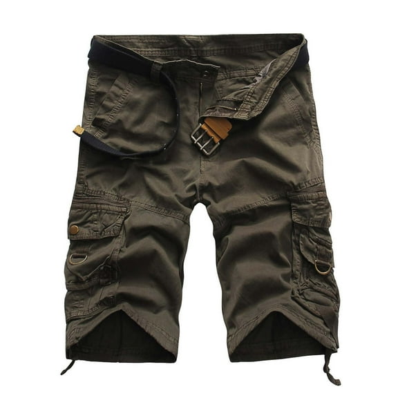 zfhfof Cargo Shorts for Men Cotton Loose Fit Multi-Pocket Shorts Summer Solid Outdoor Hiking Fishing Shorts(NO Belt)