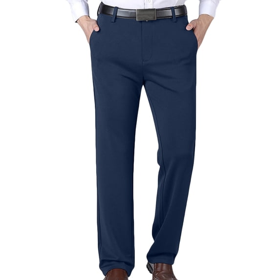 zfhfof Fleece Lined Pants for Mens Straight Leg Casual Stretch Dress Pants Thermal Winter Business Work Trousers with Pockets