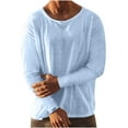 thumbnail image 1 of zfhfof Linen Shirts for Men Long Sleeve Solid Lightweight Crew Neck Casual T-Shirt Summer Fashion Beach Yoga Tops, 1 of 6