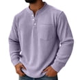 thumbnail image 1 of zfhfof Long Sleeve Shirts for Men Lightweight Textured Henley Shirt Trendy Button Crewneck Pullover Tees Tops with Chest Pocket, 1 of 8