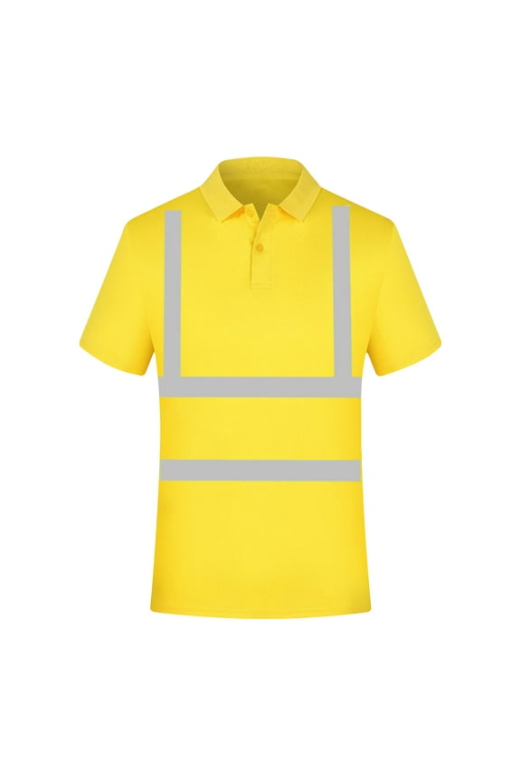 Men Safety Polo Shirt with Reflective Stripes Short Sleeve Hi Vis Reflective Construction Work Shirts Casual Collared Shirts for Men