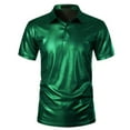thumbnail image 1 of zfhfof Men's 70s Disco Shirts Shiny Metallic Short Sleeve Collared Party Polo Shirt Hipster Nightclub Prom T-Shirt, 1 of 7