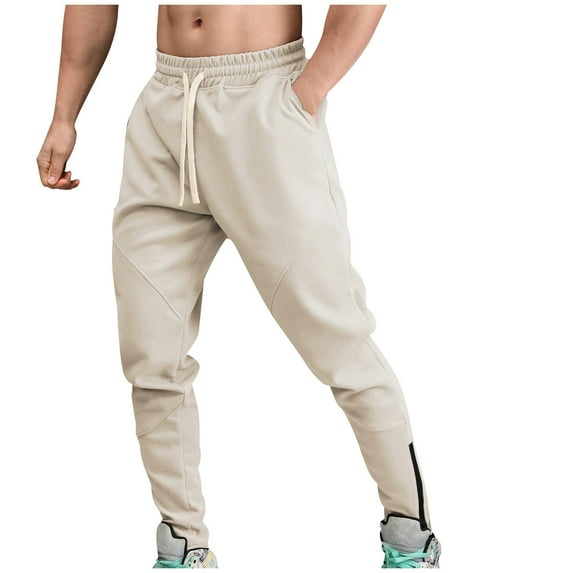 zfhfof Men's Athletic Joggers Casual Gym Zipper Bottom Sweatpants Drawstring Waist Workout Running Track Pants with Pockets