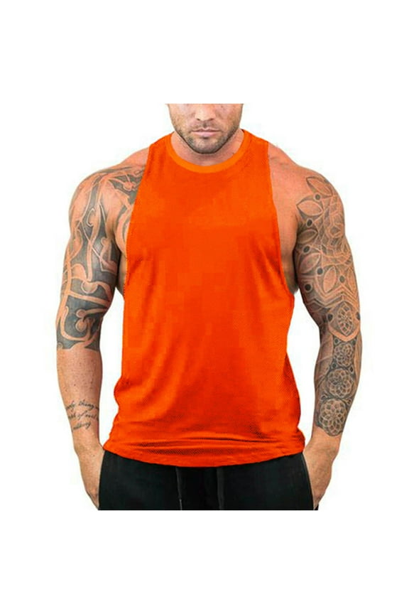 Men's Bodybuilding Tank Tops Gym Fitness Workout Training Running T-Shirts Sleeveless Athletic Muscle Cut Off Shirts