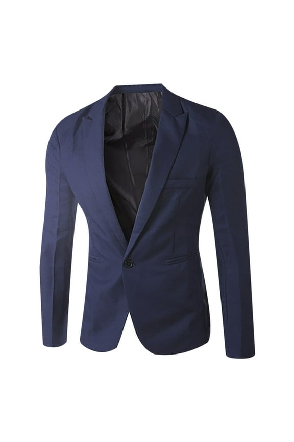 Men's Casual Blazer Notched Lapel One Button Sport Coat Slim Fit Lightweight Business Suit Jacket for Wedding Party