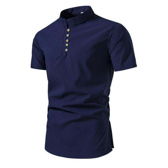 zfhfof Men's Casual Henley Shirt Short Sleeve Summer Shirt Band Collar Summer Beach Hippie T-Shirts