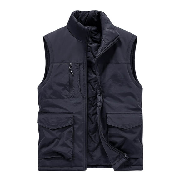 zfhfof Men's Casual Outerwear Vest Lightweight Zip Up Sleeveless Jacket Outdoor Work Hiking Travel Padded Vest with Pockets