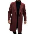 thumbnail image 1 of zfhfof Men's Casual Trench Coat Slim Fit Notched Collar Long Jacket Overcoat Winter Business Single Breasted Pea Coats wih Pockets, 1 of 7