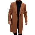 thumbnail image 1 of zfhfof Men's Casual Trench Coat Slim Fit Notched Collar Long Jacket Overcoat Winter Business Single Breasted Pea Coats wih Pockets, 1 of 7