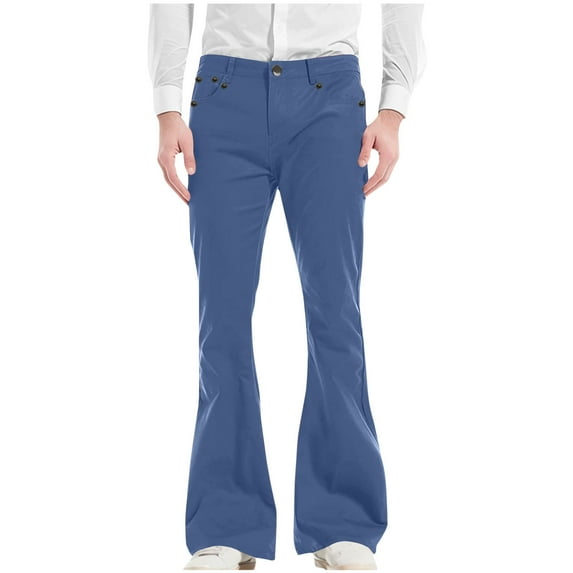 zfhfof Men's Classic Bell Bottom Flares Jeans Stretchy 60s 70s Formal Dress Bootcut Pants Slim Fitted Vintage Trousers