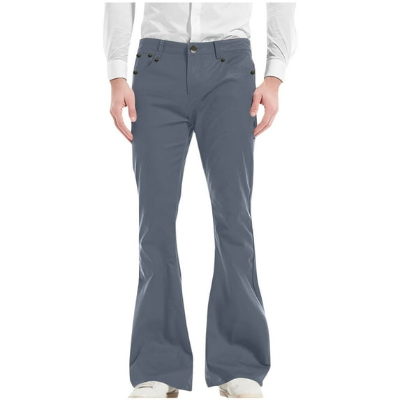 zfhfof Men's Classic Bell Bottom Flares Jeans Stretchy 60s 70s Formal Dress Bootcut Pants Slim Fitted Vintage Trousers
