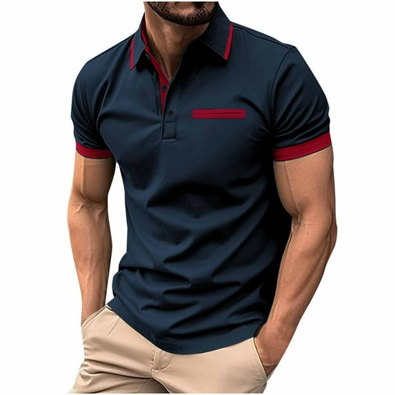 zfhfof Men's Classic Polo Shirts Short Sleeve Casual Muscle T Shirt Fashion Summer Color Block Slim Fit Golf Tennis Shirts