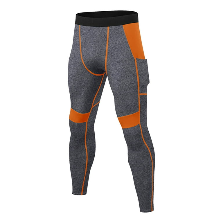 Mens Bottoms Mens Orange Compression Pants Men's Neon Orange