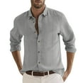 thumbnail image 1 of zfhfof Men's Cotton Linen Button Down Shirt Casual Long Sleeve Business Dress Shirts Solid Collared Summer Beach Hawaiian Shirts Tops, 1 of 4