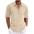 thumbnail image 1 of zfhfof Men's Cotton Linen Shirts Roll Up Long Sleeve Casual T-Shirt Summer Button Collared Beach Hippie Tee Shirt, 1 of 6