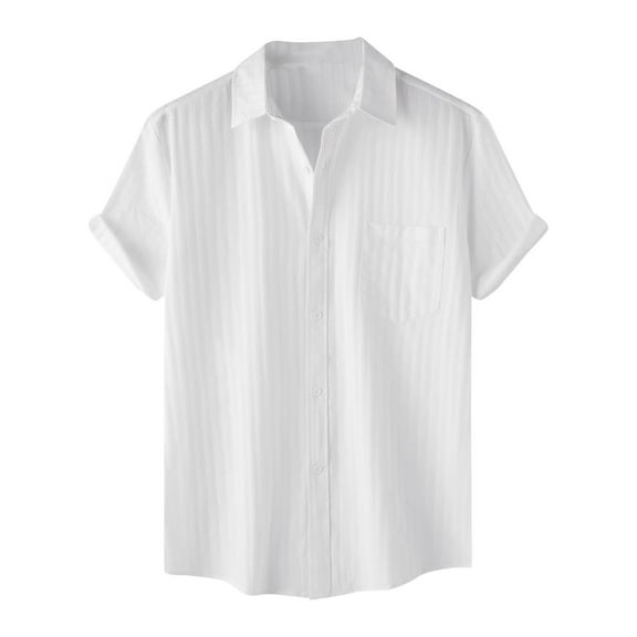 zfhfof Men's Cuban Guayabera Shirt Short Sleeve Button Down Shirts Casual Summer Beach Hawaiian Shirts Tops